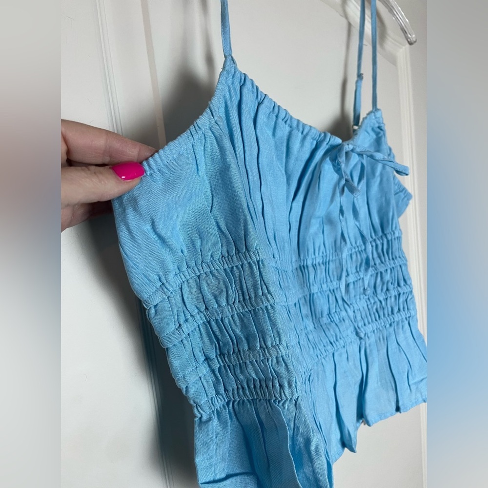 Nordstrom NSR Designer Light Blue Smocked Adjustable Top Juniors Medium - Picture 3 of 16